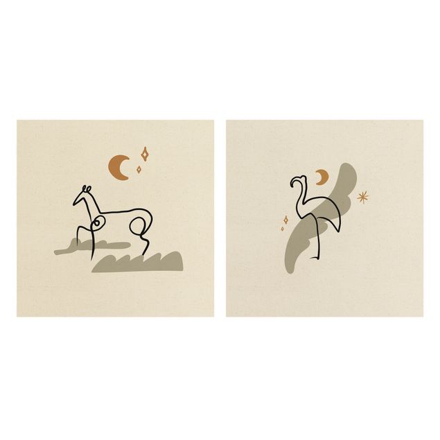 Leinwandbilder abstrakt Picasso Interpretation - Pferd und Flamingo