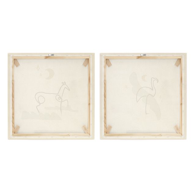 Leinwandbilder Wohnzimmer modern Picasso Interpretation - Pferd und Flamingo