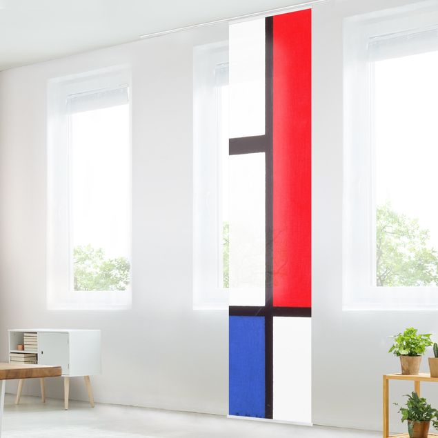 Schiebegardinen 2er Set Piet Mondrian - Komposition Rot Blau Gelb