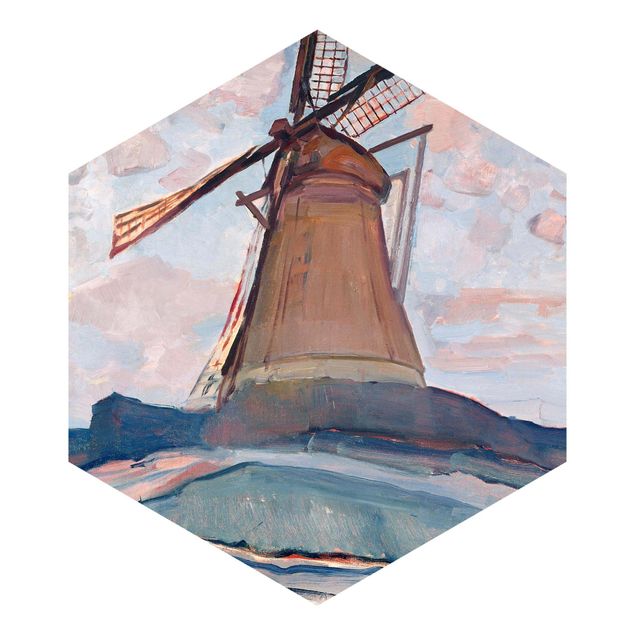 Hexagon Tapete Piet Mondrian - Windmühle