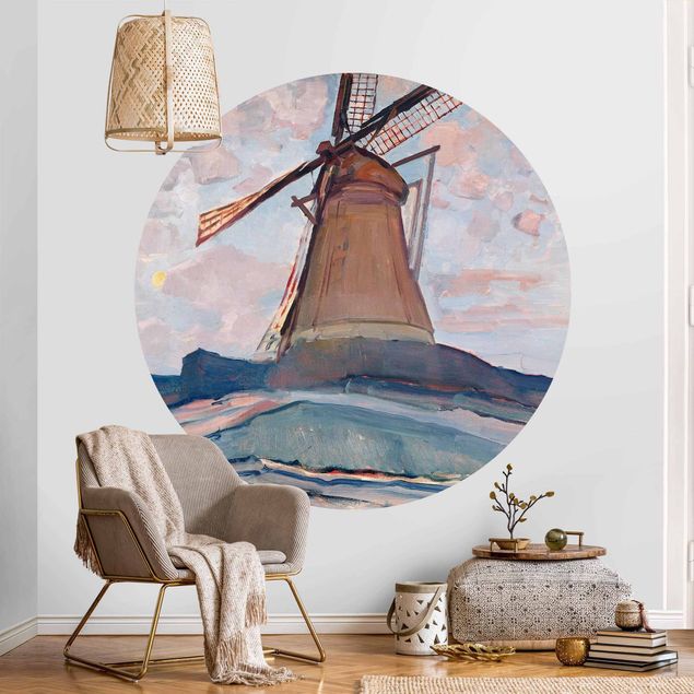 runde Fototapete Piet Mondrian - Windmühle