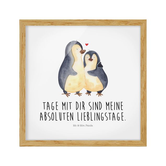 Gerahmte Bilder Sprüche Mr. & Mrs. Panda - Pinguin - Lieblingstage