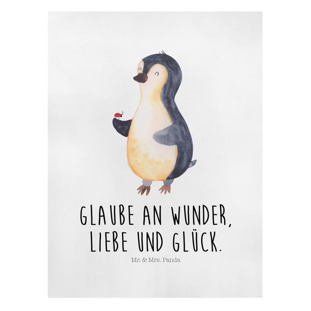 Leinwand Kunstdruck Mr. & Mrs. Panda - Pinguin - Wunder und Glück
