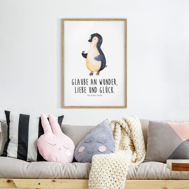 Abstrakte Bilder mit Rahmen Mr. & Mrs. Panda - Pinguin - Wunder und Glück