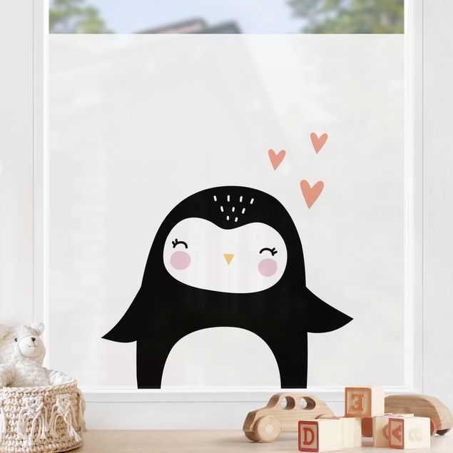 Tier Fensterbilder Pinguin mit Herz