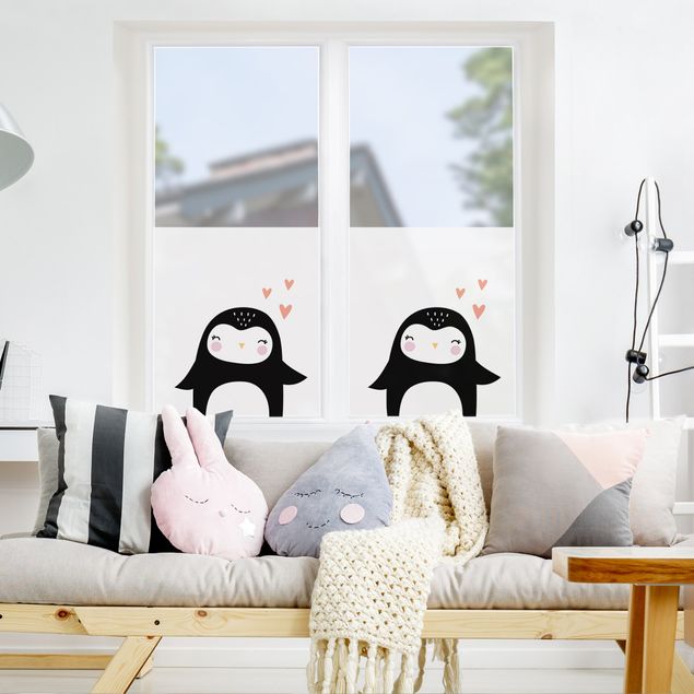 XXL Fensterbilder Pinguin mit Herz