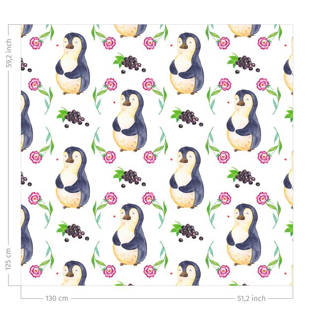 Fenstervorhänge Mr. & Mrs. Panda - Pinguin mit Nelken und Trauben