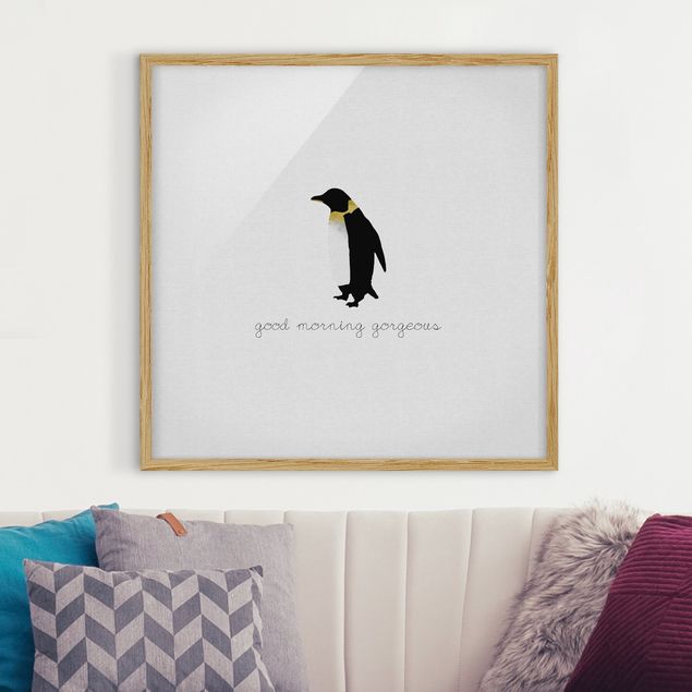 Sprüche Bilder mit Rahmen Pinguin Zitat Good Morning Gorgeous