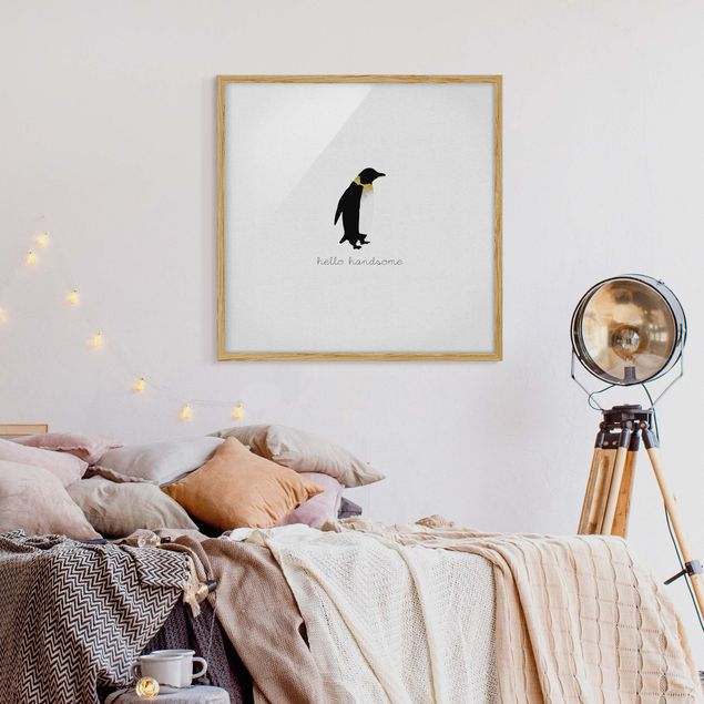 Schöne Wandbilder Pinguin Zitat Hello Handsome