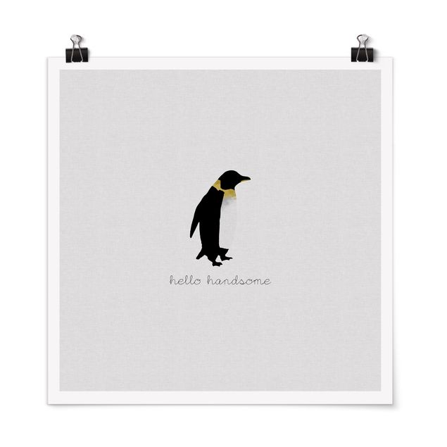 Schöne Wandbilder Pinguin Zitat Hello Handsome