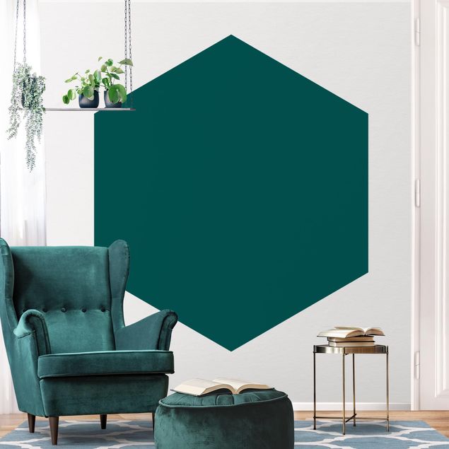 Hexagon Tapete Piniengrün