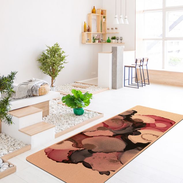 Teppich abstrakt Pink-Beige Tropfen mit Roségold