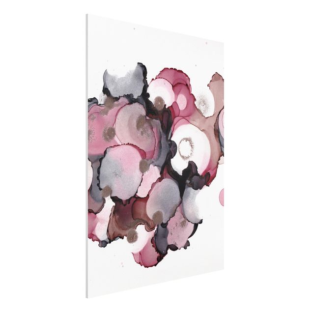 Forex Fine Art Print - Pink-Beige Tropfen mit Roségold - Hochformat 3:4