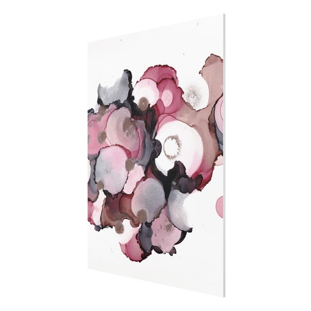 Forex Fine Art Print - Pink-Beige Tropfen mit Roségold - Hochformat 3:4