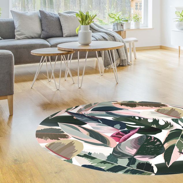Moderner Teppich Pinke Tropen Muster XXL