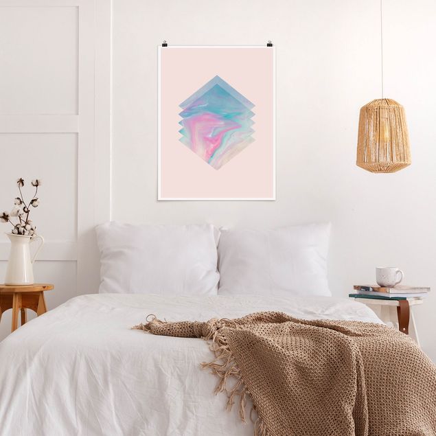 Abstrakte Kunst Poster Pinkes Wasser Marmor