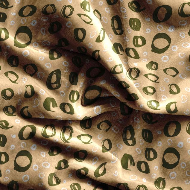 Vorhänge Muster Pinsel Kreis Muster - Pastell Orange und Olive Grün