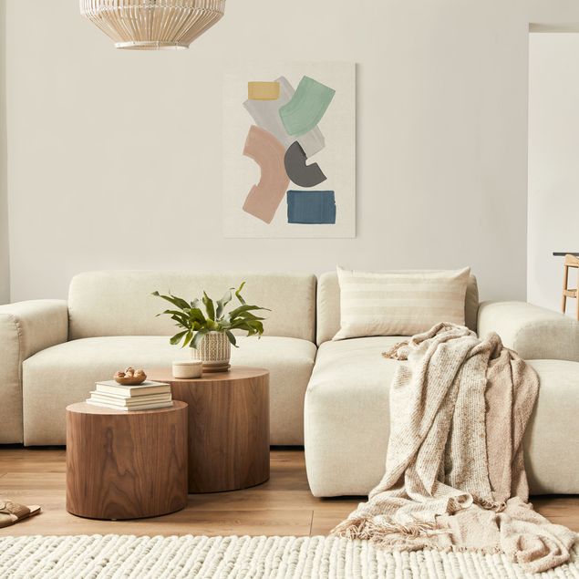Leinwandbilder Wohnzimmer modern Pinselblöcke in Pastell