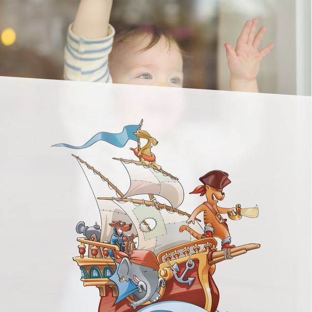Fensterbilder selbstklebend Piratenschiff