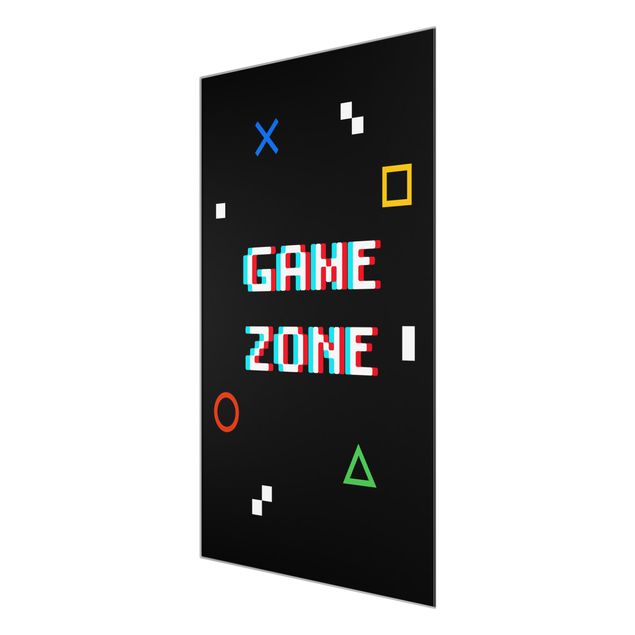 Glasbild - Pixel Spruch Game Zone - Hochformat