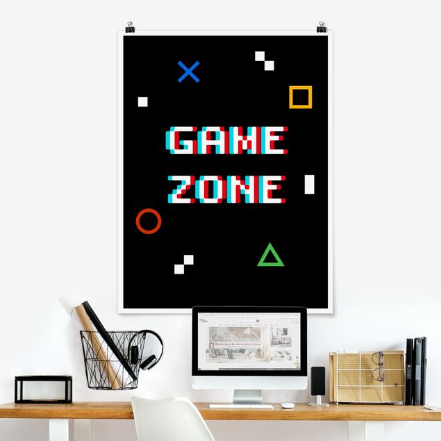 Poster mit Sprüchen Pixel Spruch Game Zone
