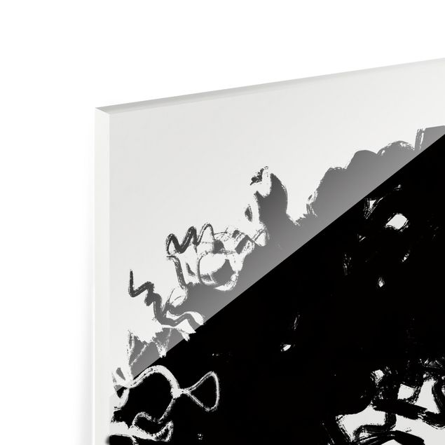 Glasbild - Portrait mit schwarzem Pinsel III - Hochformat