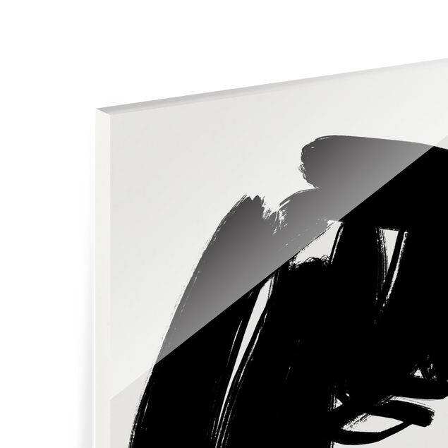 Glasbild - Portrait mit schwarzem Pinsel - Hochformat
