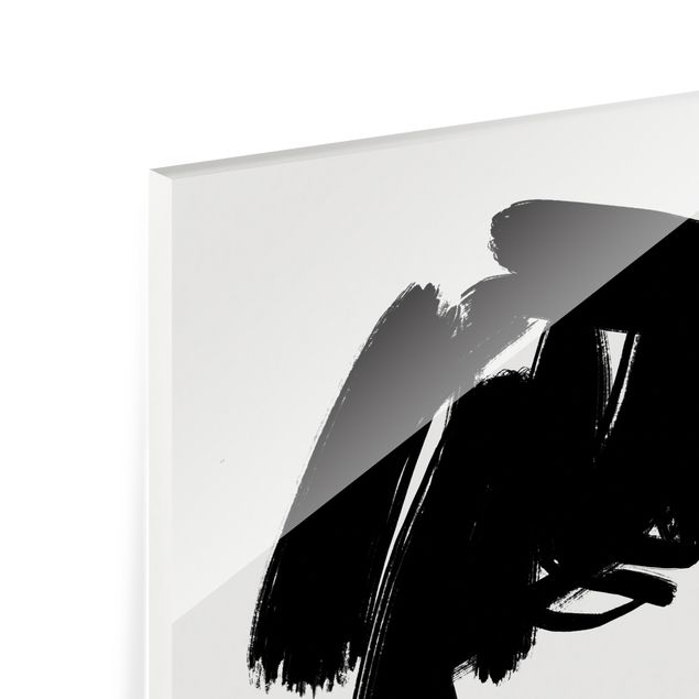 Glasbild - Portrait mit schwarzem Pinsel - Hochformat