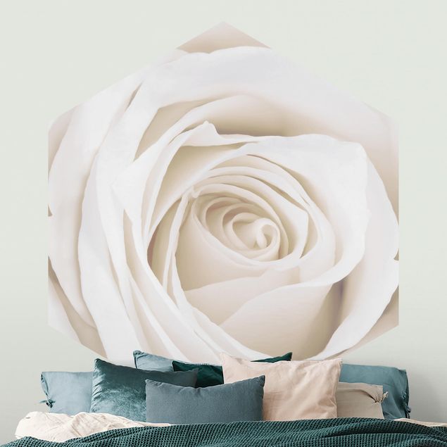 Romantische Schlafzimmer Tapete Pretty White Rose