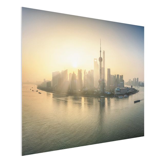 Forex Fine Art Print - Pudong bei Sonnenaufgang - Querformat 4:3