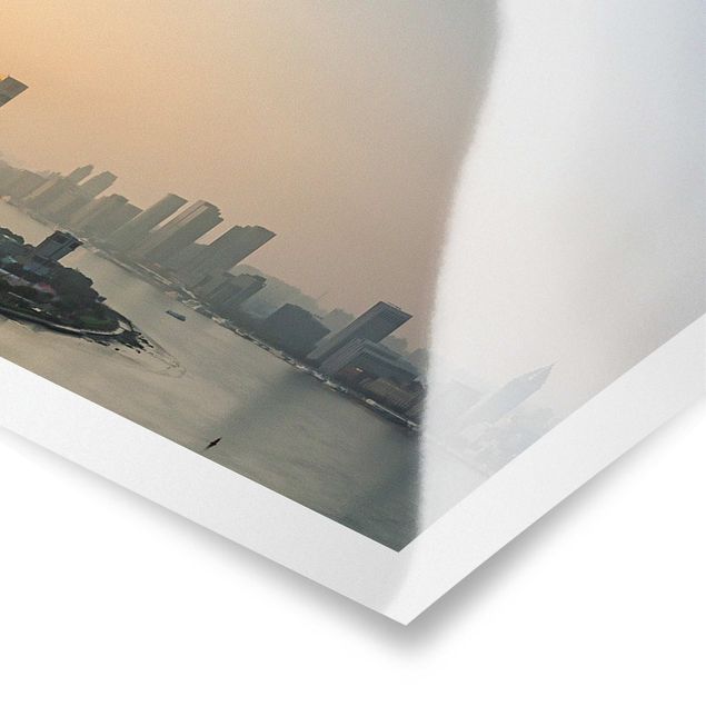 Poster - Pudong bei Sonnenaufgang - Panorama 3:1