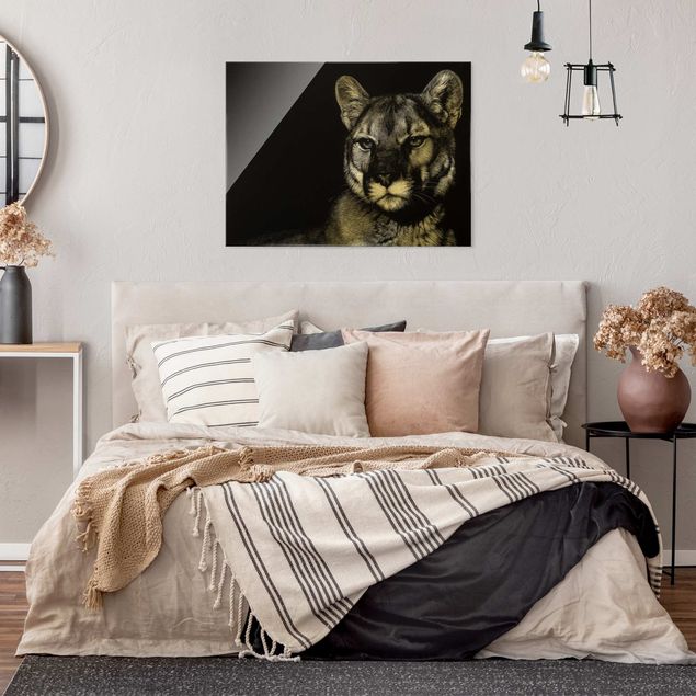 Schöne Wandbilder Puma vor Schwarz