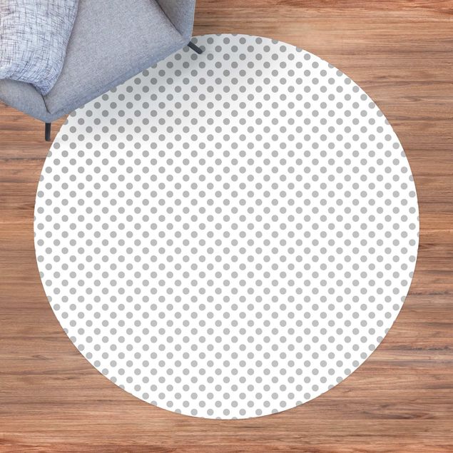 Aussen Teppich Punkte Grau auf Weiß