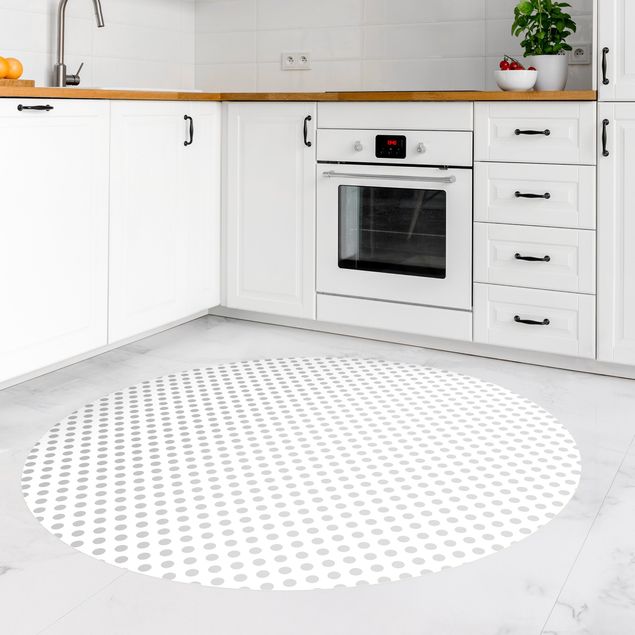 Moderner Teppich Punkte Grau auf Weiß