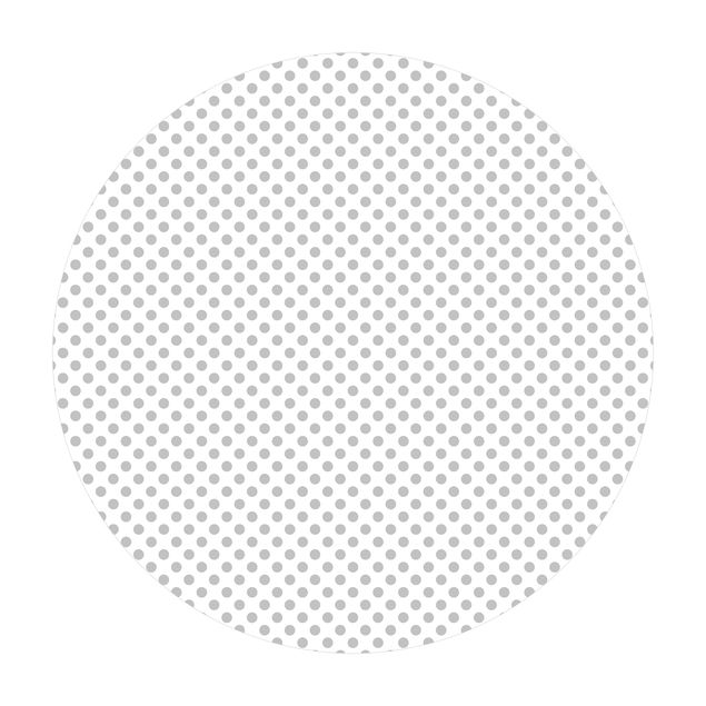 Runder Vinyl-Teppich - Punkte Grau auf Weiß