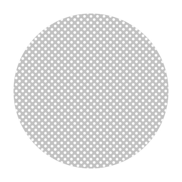 Runder Vinyl-Teppich - Punkte in Weiß auf Grau