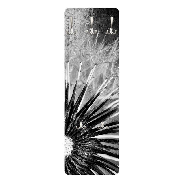 Garderobenpaneel Pusteblume Schwarz & Weiß