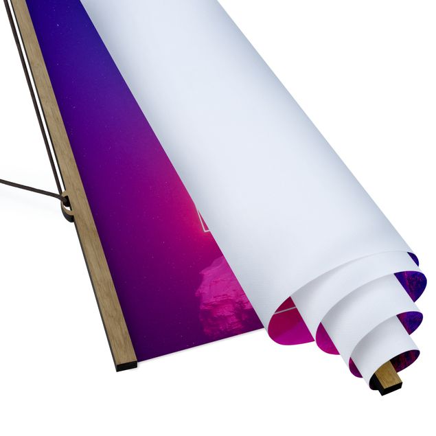 Stoffbild mit Posterleisten - Quadratisches Neonlicht - Quadrat 1:1
