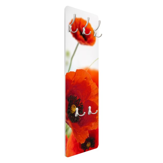 Garderobe Blumen - Radiant Poppies - Weiß Rot