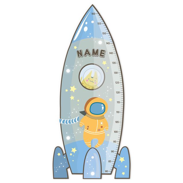 Kindermesslatte - Rakete blau mit Wunschname
