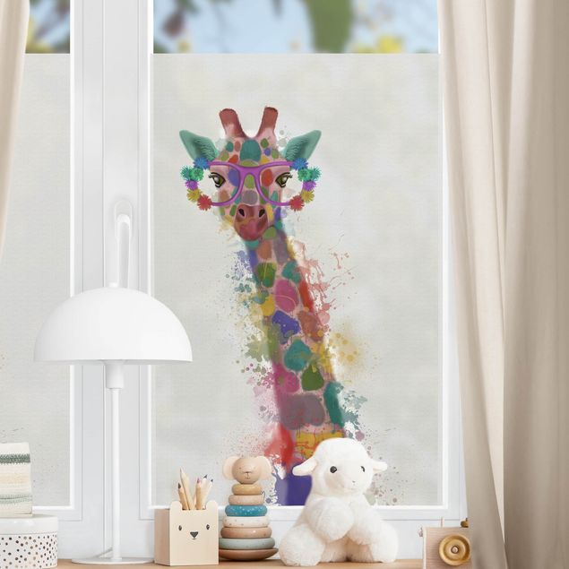 Fensterbilder Tiere Regenbogen Splash Giraffe