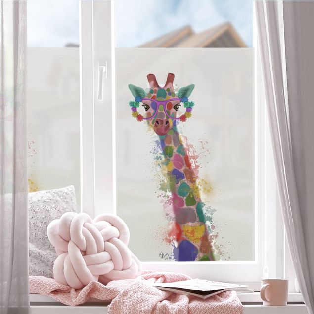 Fensterfolie Farbig Regenbogen Splash Giraffe