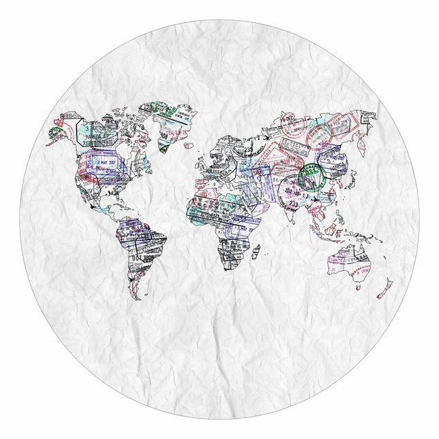 Fototapete weiß Reisepass Stempel Weltkarte