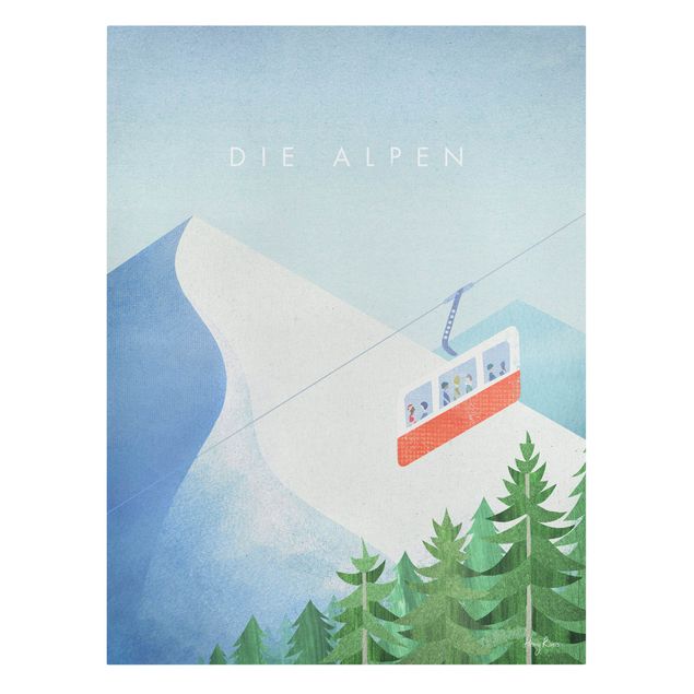 Wandbilder Vintage Reiseposter - Alpen