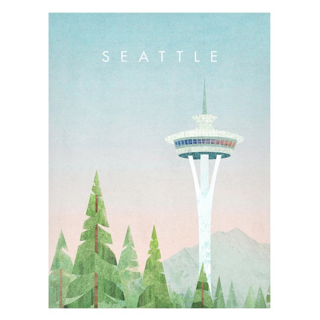 Magnettafel Skyline Reiseposter - Seattle