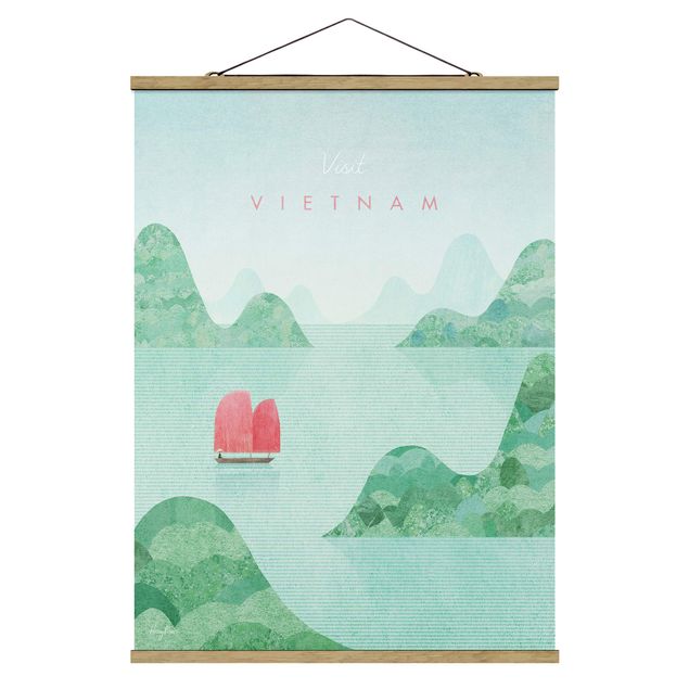 Stoffbild mit Posterleisten - Reiseposter - Vietnam - Hochformat 3:4