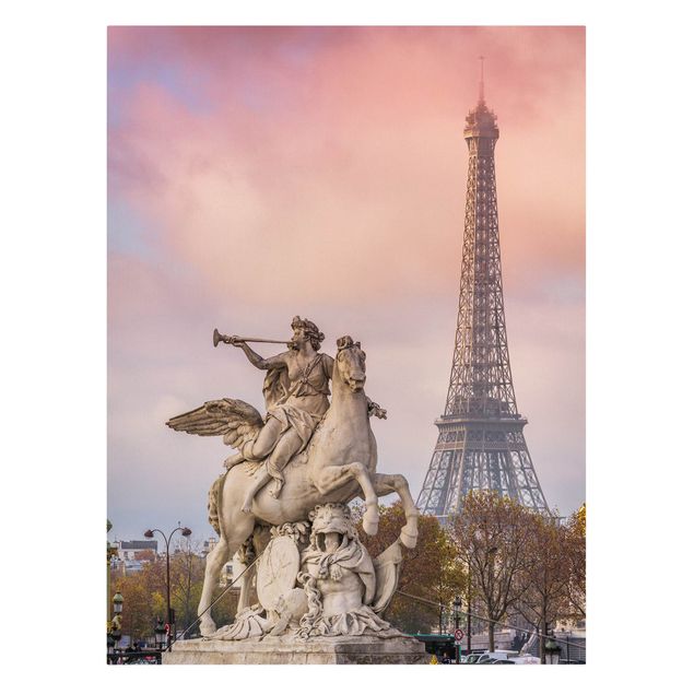 Bilder für die Wand Reiterstatue vor Eiffelturm