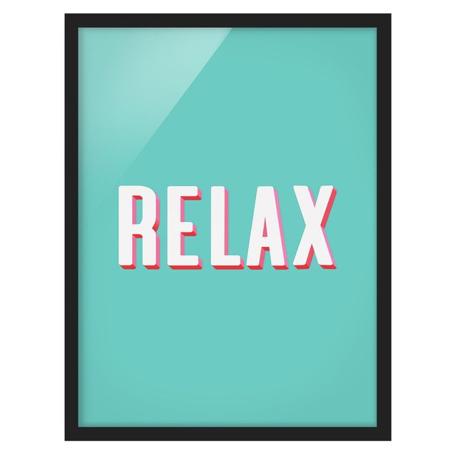 Bild mit Rahmen - Relax Typo auf Blau - Hochformat