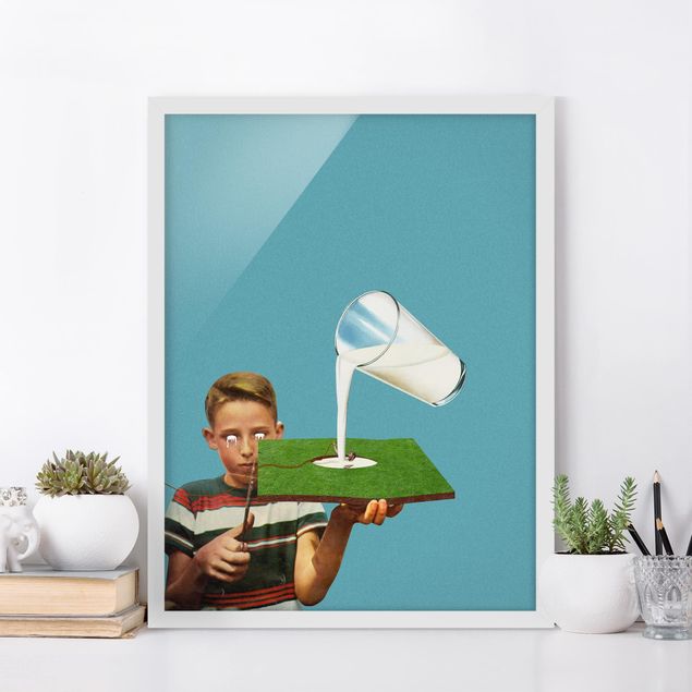 Kunstdrucke mit Rahmen Retro Collage - Die Milch