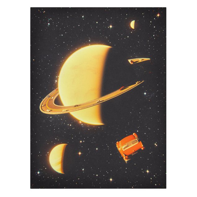 Bilder auf Leinwand Retro Collage - Die Ringe des Saturn